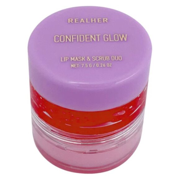 🌈4/$20 NIP REALHER Confident Glow Lip Mask + Scrub Duo Mini Retail Price $20.00 - Picture 4 of 5